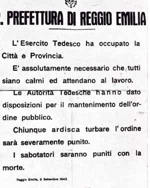 L’8 SETTEMBRE 1943 A REGGIO EMILIA