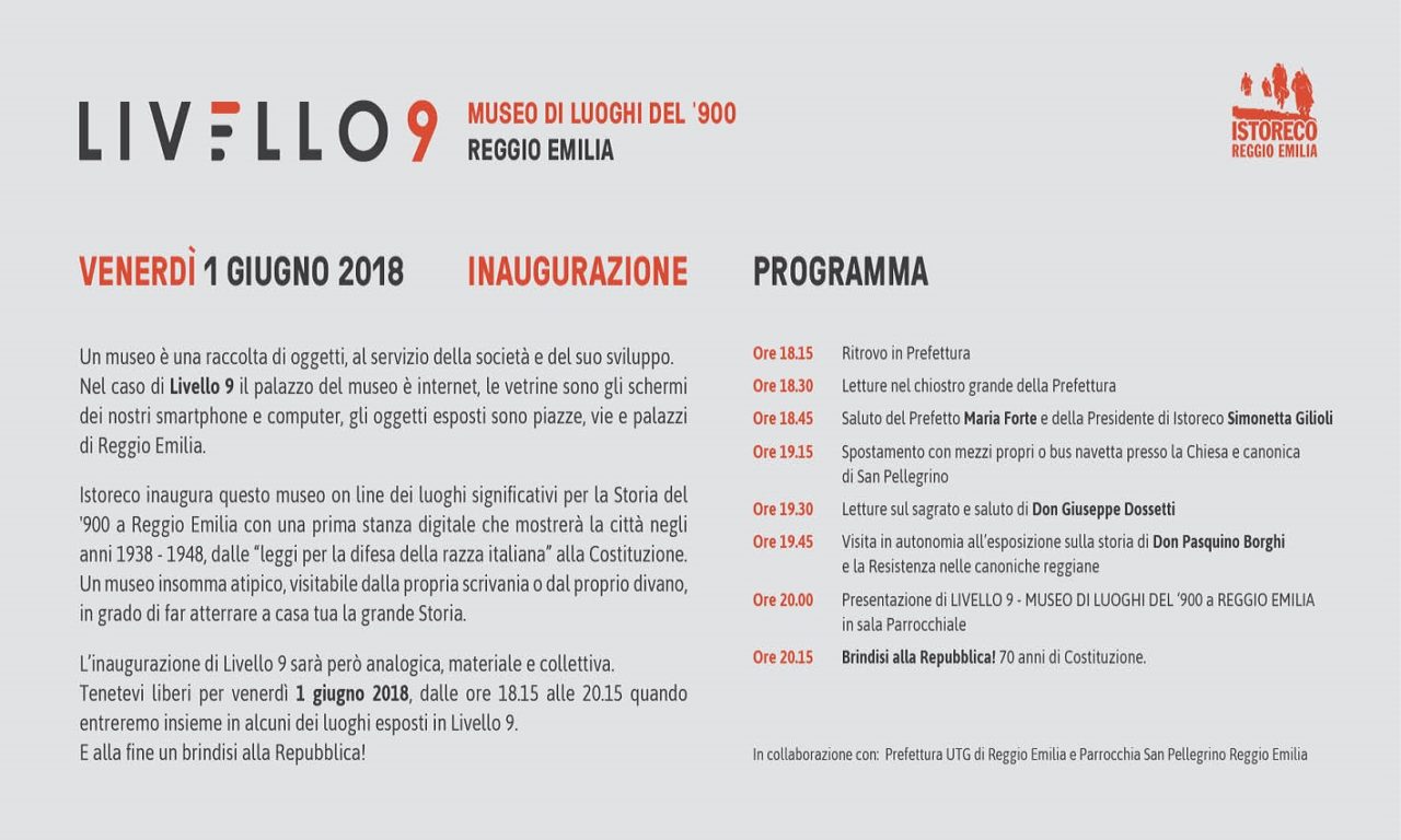 Inaugurazione Livello 9 – Museo di Luoghi del ‘900 a Reggio Emilia