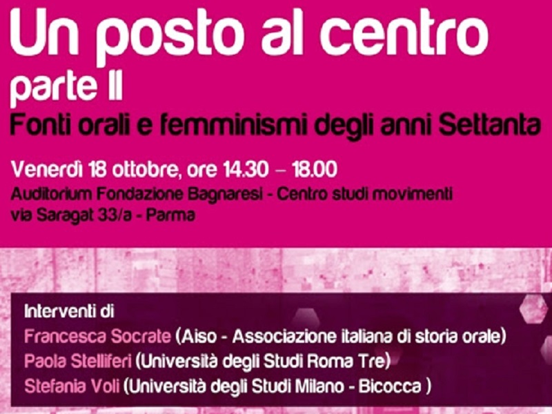 Un posto al centro – parte II: Fonti orali e femminismi degli anni Settanta