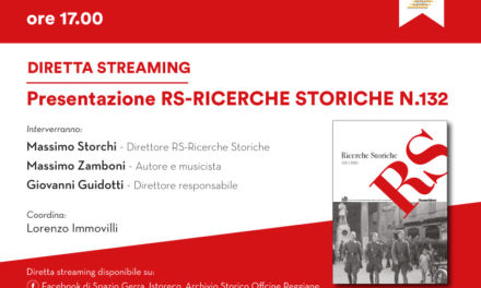Nuovo numero di RS-Ricerche Storiche: presentazione il 10 febbraio con Massimo Zamboni
