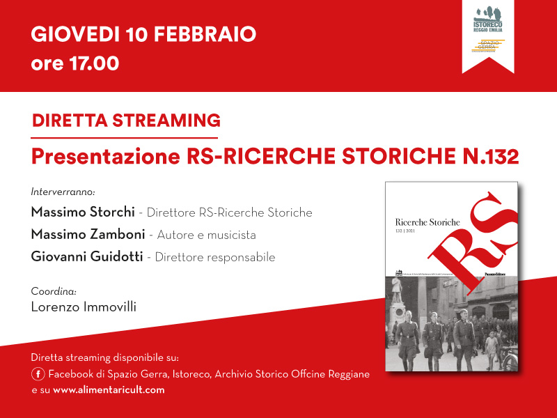 Nuovo numero di RS-Ricerche Storiche: presentazione il 10 febbraio con Massimo Zamboni