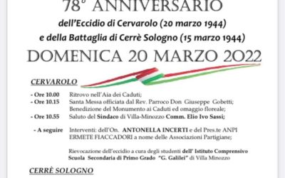 78° Anniversario dell’Eccidio di Cervarolo e della Battaglia di Cerré Sologno
