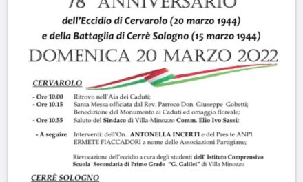 78° Anniversario dell’Eccidio di Cervarolo e della Battaglia di Cerré Sologno