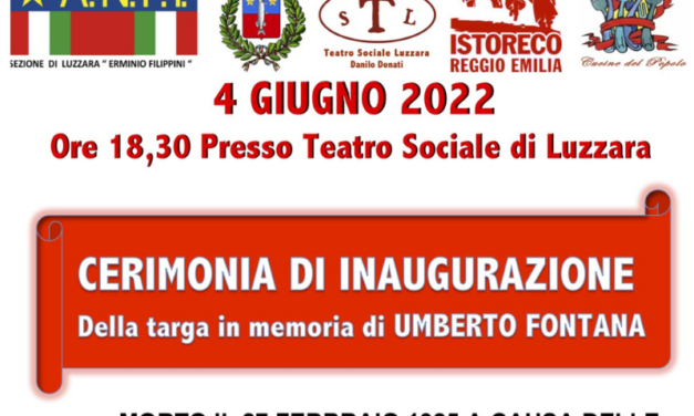 Luzzara, posa della targa per Umberto Fontana, ucciso dai fascisti nel 1925