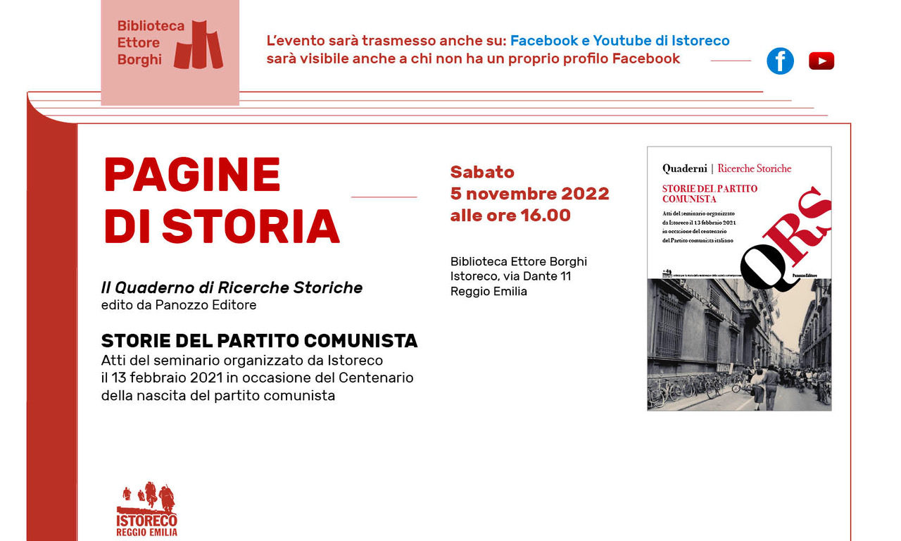 “Pagine di storia – Il quaderno di Ricerche Storiche: Storie del Partito Comunista” – Presentazione il 5 novembre