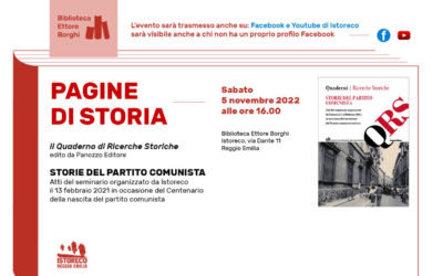 “Pagine di storia – Il quaderno di Ricerche Storiche: Storie del Partito Comunista” – Presentazione il 5 novembre