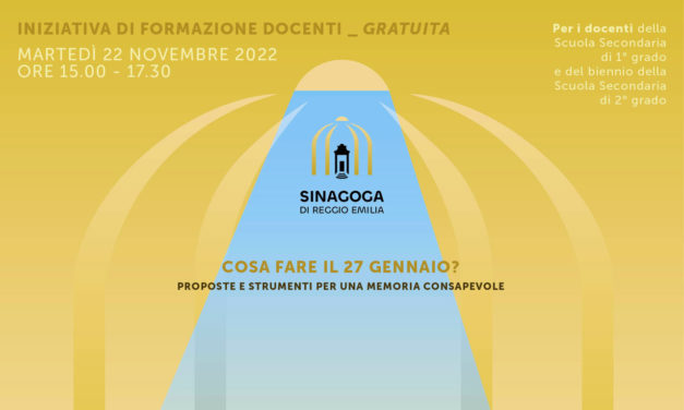 Incontro formativo per docenti su “Cosa fare il 27 gennaio? Proposte e strumenti per una memoria consapevole”