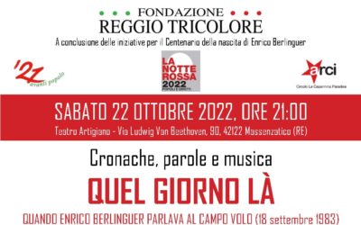  “Quel giorno là – Quando Enrico Berlinguer parlava al Campovolo” il 22 ottobre a Massenzatico