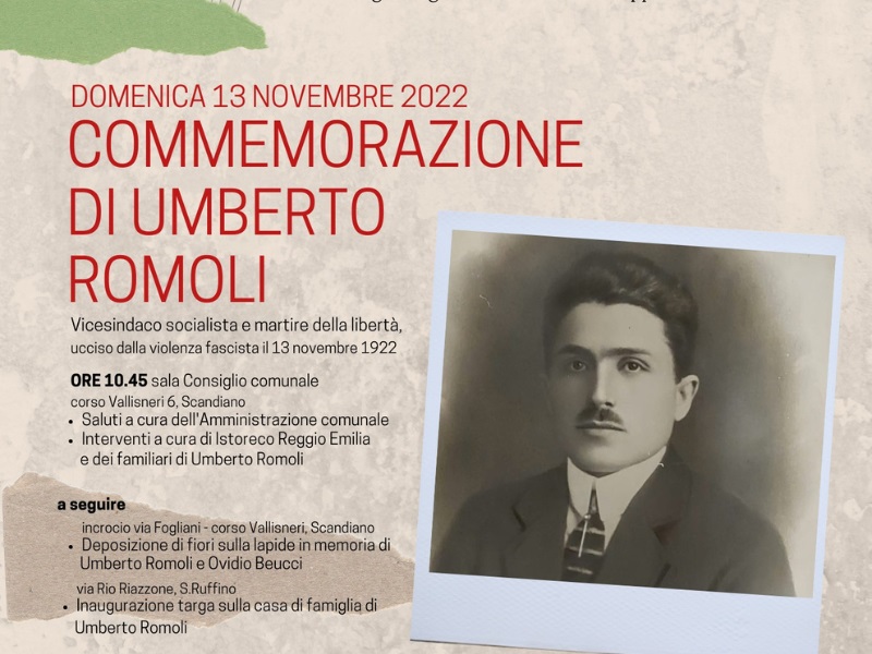 A cento anni dall’uccisione di Umberto Romoli, antifascista di Scandiano