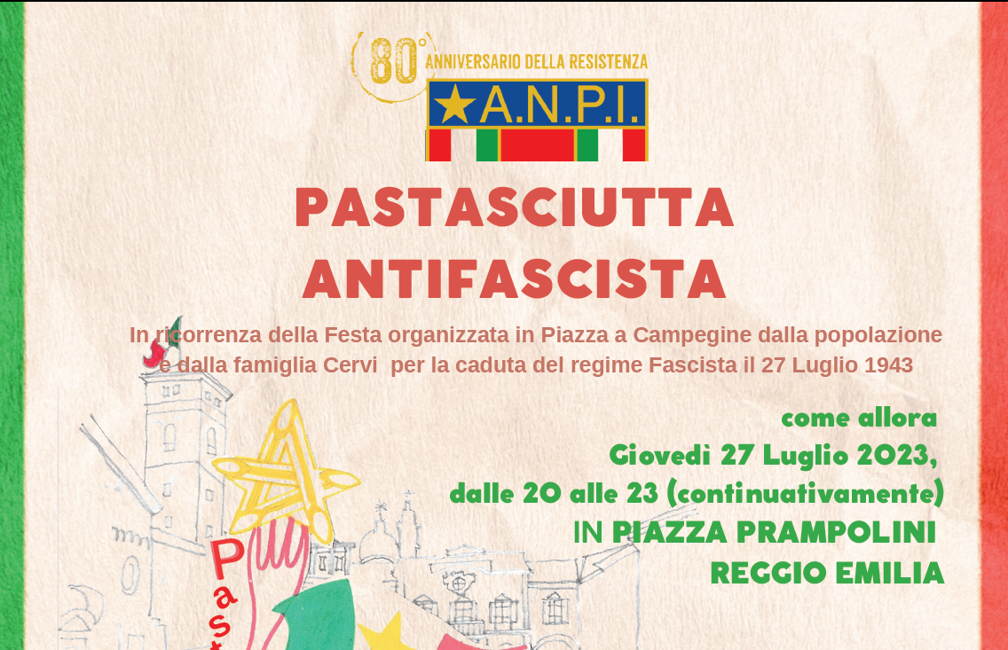 Pastasciutta antifascista nel centro di Reggio Emilia
