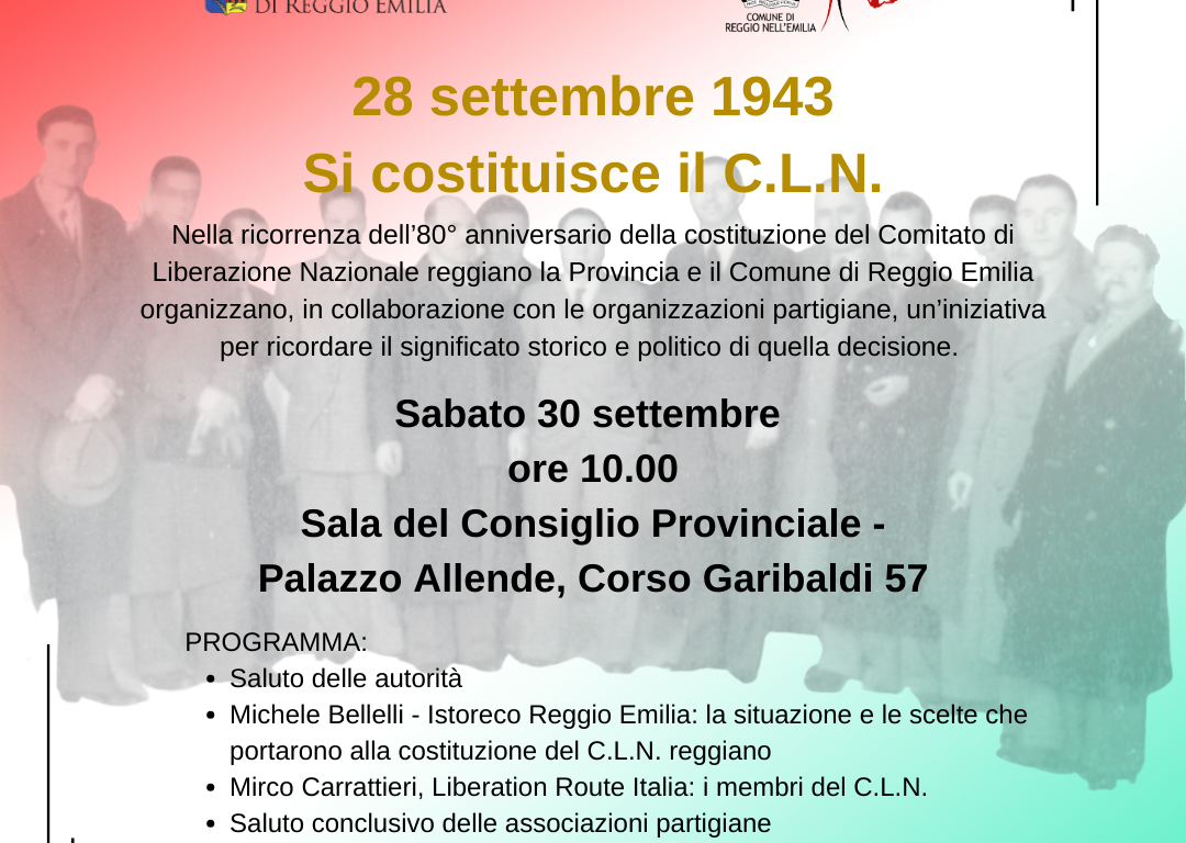 Un convegno per ricordare gli 80 anni dalla nascita del C.L.N. reggiano