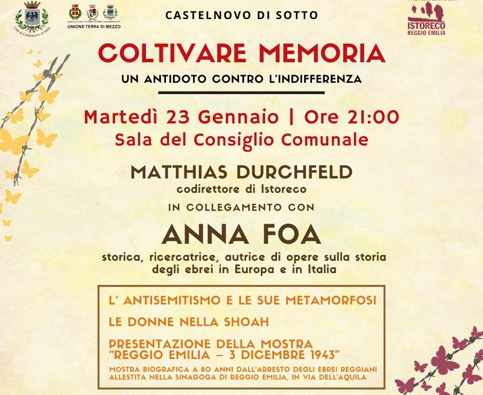 “Coltivare la memoria” a Castelnovo Sotto con Anna Foa e Matthias Durchfeld