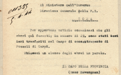 “Oggetto: Ebrei”: 80 anni fa gli ebrei reggiani vengono mandati al campo di Fossoli
