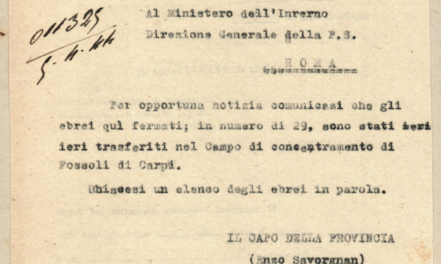 “Oggetto: Ebrei”: 80 anni fa gli ebrei reggiani vengono mandati al campo di Fossoli