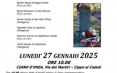 Canossa ricorda i partigiani fucilati il 26 gennaio 1945