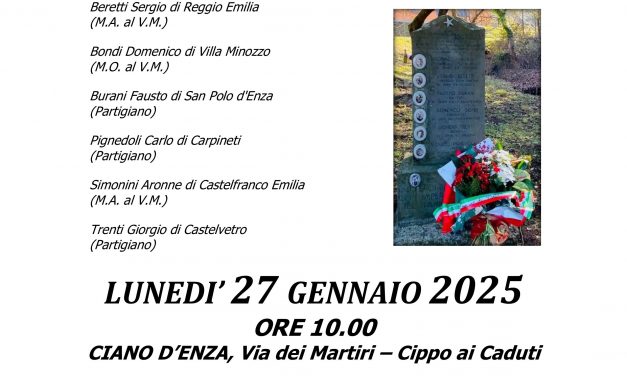 Canossa ricorda i partigiani fucilati il 26 gennaio 1945