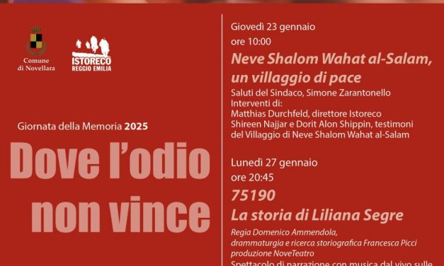 “Dove l’odio non vince”, il giorno della memoria 2025 a Novellara